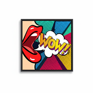 Printed Canvas Artwork: Pop Art Graffiti 'WOW' Lips Decor,<b>BLACK</b> <b>FRAMED</b> CANVAS - Product Image 2