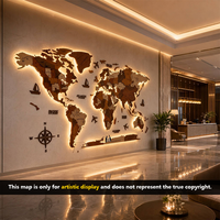 Horloge murale décorative en bois YZOK avec carte du monde, prenant en charge plusieurs fuseaux horaires, peut être fixée sans percer de trous