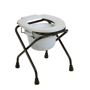 KY897 hospital toilet chair plastic Bucket Foldable Powder Coated Steel Frame Commode Chair