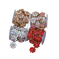 Ruban de strass en verre en forme de fleur à coudre, applique florale en cristal pour robe de femme, accessoires de couture DIY