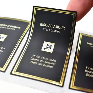 Logo personalizzato di lusso bottiglia di profumo adesivi etichette rotolo lamina d'oro etichette adesivi impermeabili per bottiglia di vetro