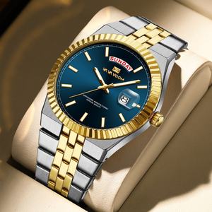 Montre Classique de Luxe pour Homme, Mouvement Quartz, Boîtier en Alliage de Haute Qualité, Cadran en Verre, Bracelet en Acier Inoxydable Doré, Étanche - Product Image 6