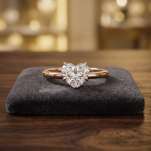 Bague de fiançailles solitaire personnalisée en or jaune 9 carats avec diamant de laboratoire taille cœur D VS1 CVD HPHT certifié IGI, bijoux de luxe pour mariage - Product Image 1