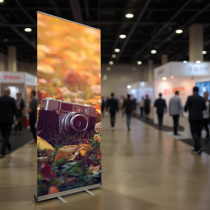 Expositor de Banner Metálico 40x79, Portátil, Reutilizable, Independiente, Plateado, para Publicidad en Vinilo - Product Image 2