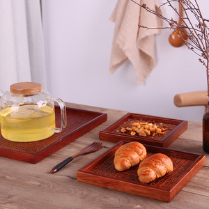 Plateau carré en bambou tressé Lu Ban pour servir le thé, idéal pour les hôtels, origine Zhejiang. - Product Image 5