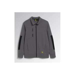 DIADORA UTILITY - 702.178755-75070/L Sweat-shirt gris acier interlock à fermeture éclair intégrale avec inserts latéraux noirs sur les manches - Product Image 1