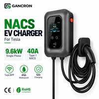 Chargeur de véhicule électrique monophasé Type 1 NACS Tesla 9,6 KW 40A Tuya, connecteur de voiture étanche, port de charge, boîte de charge pour véhicules électriques