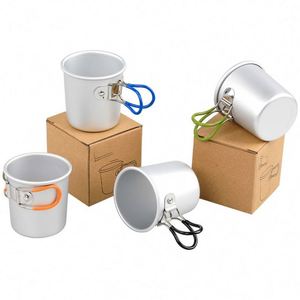 Mug de camping pliable en aluminium avec poignée, tasse à boire légère en métal, utilisation en extérieur, facile à nettoyer pour la randonnée et les voyages - Product Image 2