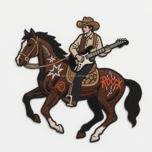 Rock-style Embroidered <strong>Patch</strong> - Custom logo <strong>Design</strong>, Hot Pressing or Velcro Support Available - Product Image 2