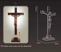 Lot de 24 boîtes en gros – Ensemble de blocs de construction DIY Croix de la Crucifixion de Jésus – Modèle religieux chrétien en briques pour la décoration de l'église et de la maison