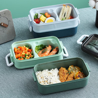Conteneur alimentaire en plastique à double compartiment, étanche, pour la conservation de la fraîcheur, 1-3L, vaisselle, boîte à lunch, protection de l'environnement