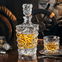 Juego de Decantador de Whisky Grabado, Estilo Europeo, Cristal sin Plomo, con Vasos Old Fashioned y Logotipo Personalizado