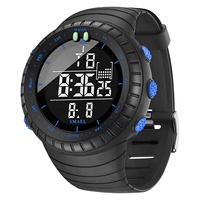 Montre-bracelet SMAEL analogique-numérique avec alarme, résistance à l'eau 5 BAR, affichage LED, chronographe, jour/date, bracelet en PU pour homme, cadran de 50 mm, 1237