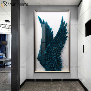 Quadro Decorativo Moderno con Ali d'Angelo 3D in Piume Rettangolari, Dipinto da Appendere al Muro per Soggiorno, con Cornice - Product Image 3