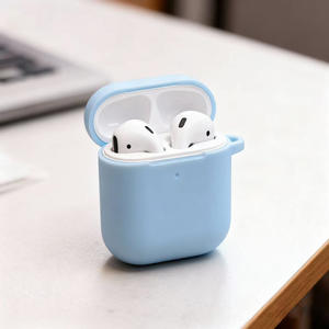 Étui en silicone pour Apple AirPods 2, couleur unie, couverture intégrale, anti-poussière et antichoc - Product Image 1