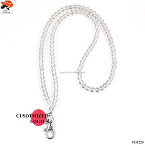 Custom Made Logo Rhinestone Ball Pearls Handmade Beads Alloy Colorful Key Chain Lanyard Necklace for Greek Sorority Ladies All