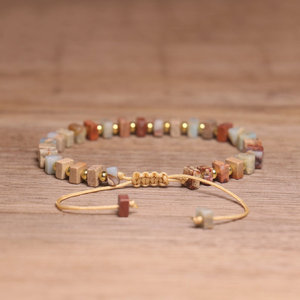 Stile Vintage bracciale in pietra naturale per donna quadrato Agalmatolite treccia di perline braccialetto bohémien guarigione energia pietra gioielli - Product Image 4