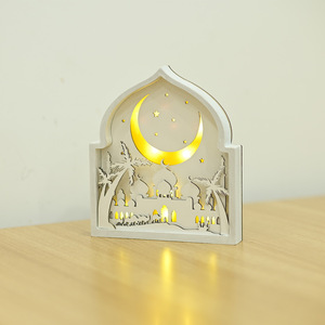 Decorazione Ramadan a Forma di Luna in Legno Illuminata, Ornamento Artigianale Durevole per Esterni per Festività <span class=keywords><strong>Islamiche</strong></span> - Product Image 6