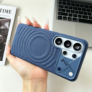 New Ripple PU Leather Magnetic <b>Phone</b> Case for Samsung S26 S24 S25 Ultra With Metal Camera Frame Shockproof Back Cover - Product Image 5