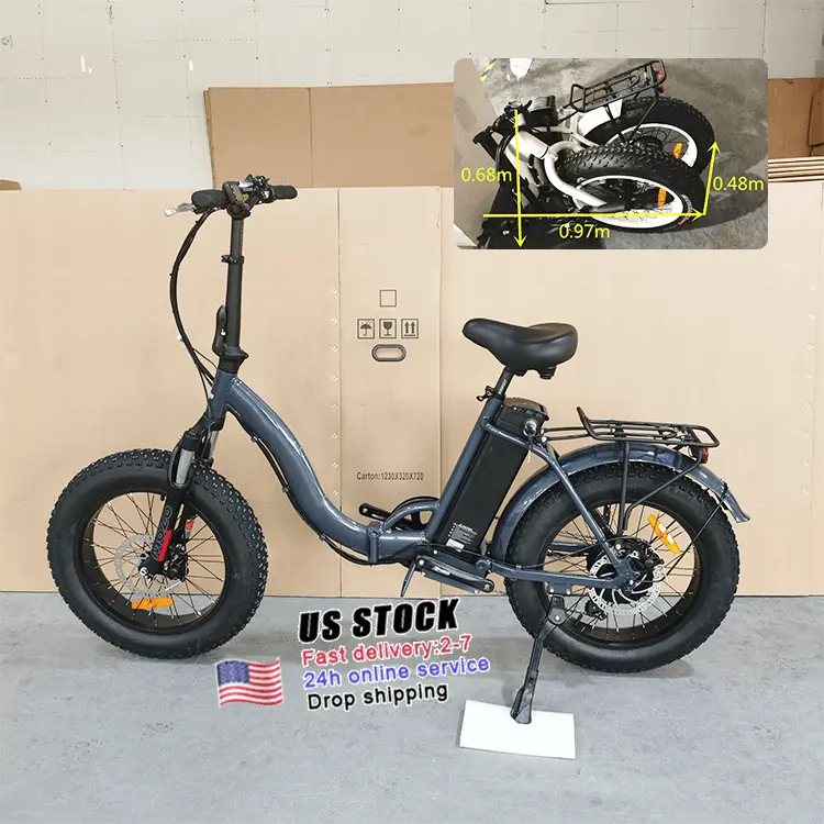 USA Warehouse Foldable Fat Tire Electric Bicycle Aluminum Alloy Electric Cycling 20 Inch Folding Ebike Fat Tire For Adults