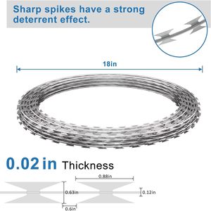 Alambre de Púas Finerelprot en Rollo de 296 pies, Acero Inoxidable Galvanizado, Alambre de Seguridad con Púas para Cercas y Protección - Product Image 2