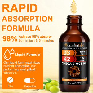 Acentiallabs 60ml Suplementos vitamínicos orales 100% Pure Natural Organic 5000 IU Vitamin D3 K2 Gotas líquidas para adultos Mujeres - Product Image 5