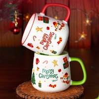 Vente en gros de tasses à café en céramique personnalisées de Noël de 400 ml, style nordique, coffret cadeau personnalisé, ensemble de tasses à café, passe au lave-vaisselle et au micro-ondes, nouveauté