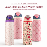 Bouteille d'eau isotherme en acier inoxydable ZB Wholesale 32oz FreeSip avec paille, double mode de consommation, anti-fuite, pour la Saint-Valentin