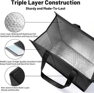 定制可重复使用的无纺布软购物杂货店野餐绝缘手提袋食品配送隔热食品冷却器袋 - Product Image 6