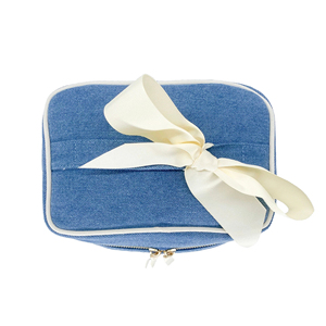 Qetesh Trendy Denim <span class=keywords><strong>Travel</strong></span> Gift Set Paquete de 3 bolsas de maquillaje Logotipo personalizado Práctico organizador de cosméticos de viaje de gran capacidad - Product Image 2