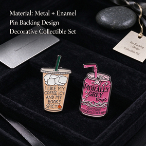 Pin esmaltado personalizado con diseño de taza de café y lata de refresco, divertido, con temática de bebidas y libros, para regalo, exhibición, coleccionistas y uso diario - Product Image 3