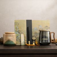 Taza de Té de Vidrio Borosilicato Resistente al Calor con Tapa e Infusor, Asa de Madera, Logotipo Personalizado, Color Personalizado, Caja de Regalo Exquisita + Bolsa Práctica