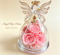 Boîte carrée de roses séchées et préservées, fleurs éternelles sous verre, cadeau pour anniversaire, fête des mères, femme, mère
