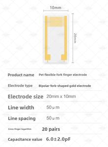 20x10มม. ความกว้างและระยะห่าง50 UM อิเล็กโทรดแบบ interdigitated ยืดหยุ่นสำหรับสัตว์เลี้ยง20คู่สำหรับอุปกรณ์อิเล็กทรอนิกส์และเซ็นเซอร์ก๊าซที่สวมใส่ได้ - Product Image 3