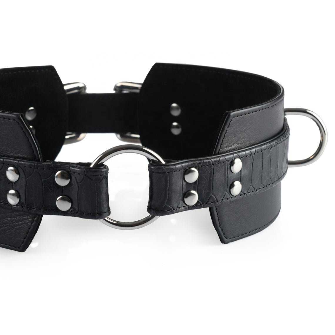 Black BDSM Premium Leather Belt - Electric Bondage Gear for  display picture 1