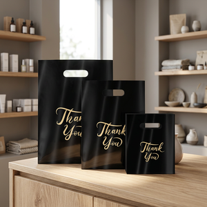Custom Reusable Recyclable <b>PE</b> Square Bottom Side Gusset Shopping Bags Screen Printed Logo Flexible Packaging for Clothing <b>Shoes</b> - Product Image 2