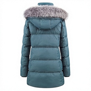 Veste matelassée longue respirante pour femme avec capuche à bordure en fourrure, fermeture éclair, manteau d'hiver épais et chaud, parka - Product Image 2
