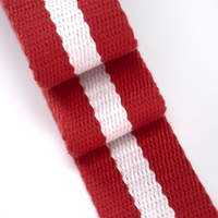 Sangle en jacquard durable personnalisée non élastique à rayures rouges et blanches en polyester pour bretelles de sac à dos