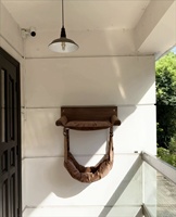 Hamac mural rectangulaire pour chat 48x32x38cm, lit en bois massif à 2 niveaux avec coussin amovible pour chats d'intérieur