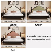 Lit king-size en bois massif de style américain, lit double vintage de 1,8 mètre et lit maître français minimaliste