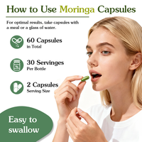 Kapsul Moringa Superfood Herbal OEM Mentah 100% Alami 60p Bubuk Moringa Mendukung Kesehatan Imunitas & Tulang Dewasa