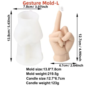 3D Unregelmäßige Gesten-Silikonform für Kerzen, Herz-Daumen-Hoch/Friedenszeichen, Harz-Seifenform, Bastelmalerei, Gips, Lustiges DIY - Product Image 6