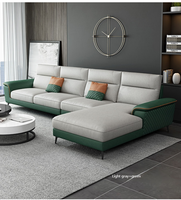 Canapé d'angle convertible en lit noir luxueux et léger avec rembourrage en éponge, ensemble de canapés en tissu moderne pour salon et appartement