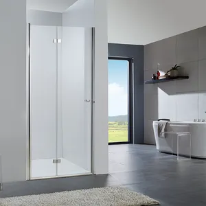 Retractable Framed Aluminium Bifold Bathroom Tempered Glass Folding Hinge Pivot Shower Door