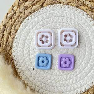 Moule à boucles d'oreilles en poterie souple à motif floral, 3 pièces/ensemble, découpeur en argile polymère, motif géométrique creux, pendentifs de bijoux en céramique DIY - Product Image 3