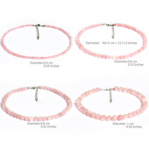 Collane di Moda Personalizzate con Perle di Gemme Naturali da 4/6/8/10mm, Collana di Perle Rotonde in Quarzo Rosa, Gioielli Raffinati - Product Image 6
