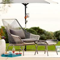 Ensemble de trois pièces de table et chaises de balcon en rotin pour l'extérieur/l'intérieur - Meubles élégants et modernes à structure en aluminium pour jardins de luxe