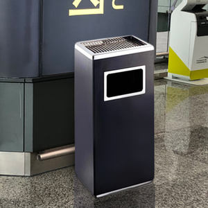 حاوية نفايات من الصين، سلة مهملات من الفولاذ المقاوم للصدأ للفنادق والردهات، مع منفضة سجائر - Product Image 6