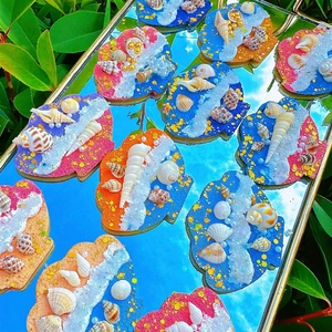 แม่เหล็กติดตู้เย็นลายเพ้นท์สีบนผิวหนัง, เปลือกหอยธรรมชาติและหอยสังข์, ของที่ระลึกงานฝีมือทางวัฒนธรรมชายทะเลสำหรับการเดินทาง - Product Image 4