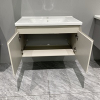 Meuble-lavabo mural WJL en acier inoxydable de haute qualité, étanche, avec lavabo en céramique et miroir éclairé
